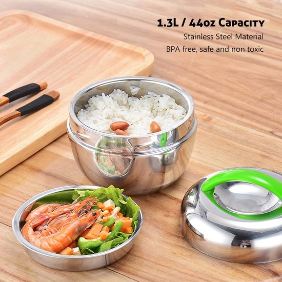 Geïsoleerde Lunchbox - Thermo Voedselcontainer - Warm Eten Meenemen - Dubbelwandige Isolatie - 13 Liter - Zilver — afbeelding 2