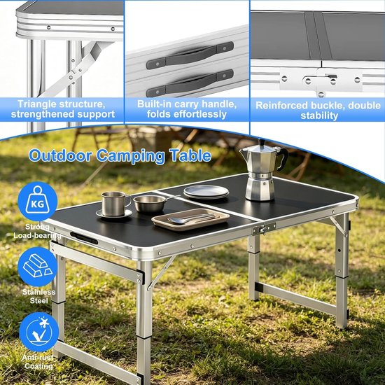 Opklapbare tafel - Werktafel buiten - Voedselbereiding buiten - Geen installatie nodig - 70 cm breed - Groen — afbeelding 5