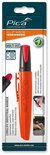Oranje Pica VISOR permanente marker met rode dop en clip. Beschrijving 'LONG LIFE INDUSTRIAL MARKER'.