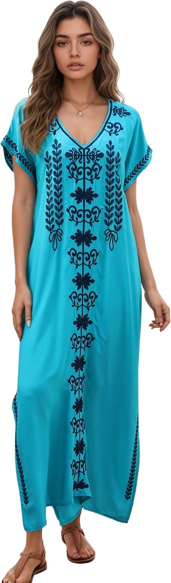 Currero Zomerjurk Dames Zomerjurken Volwassenen Vrouwen Midi Jurk Ibiza Stijl Sundress Dress Pauw Blauw