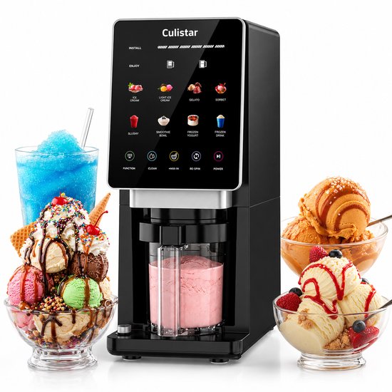 Foto: Culistar official 10 in 1 ijsmachine ijsmaker ijsmaker voor roomijs sorbet gelato en slushie frozen cocktails smoothies automatische clean functie kleurendisplay vaatwasserbestendige bekers