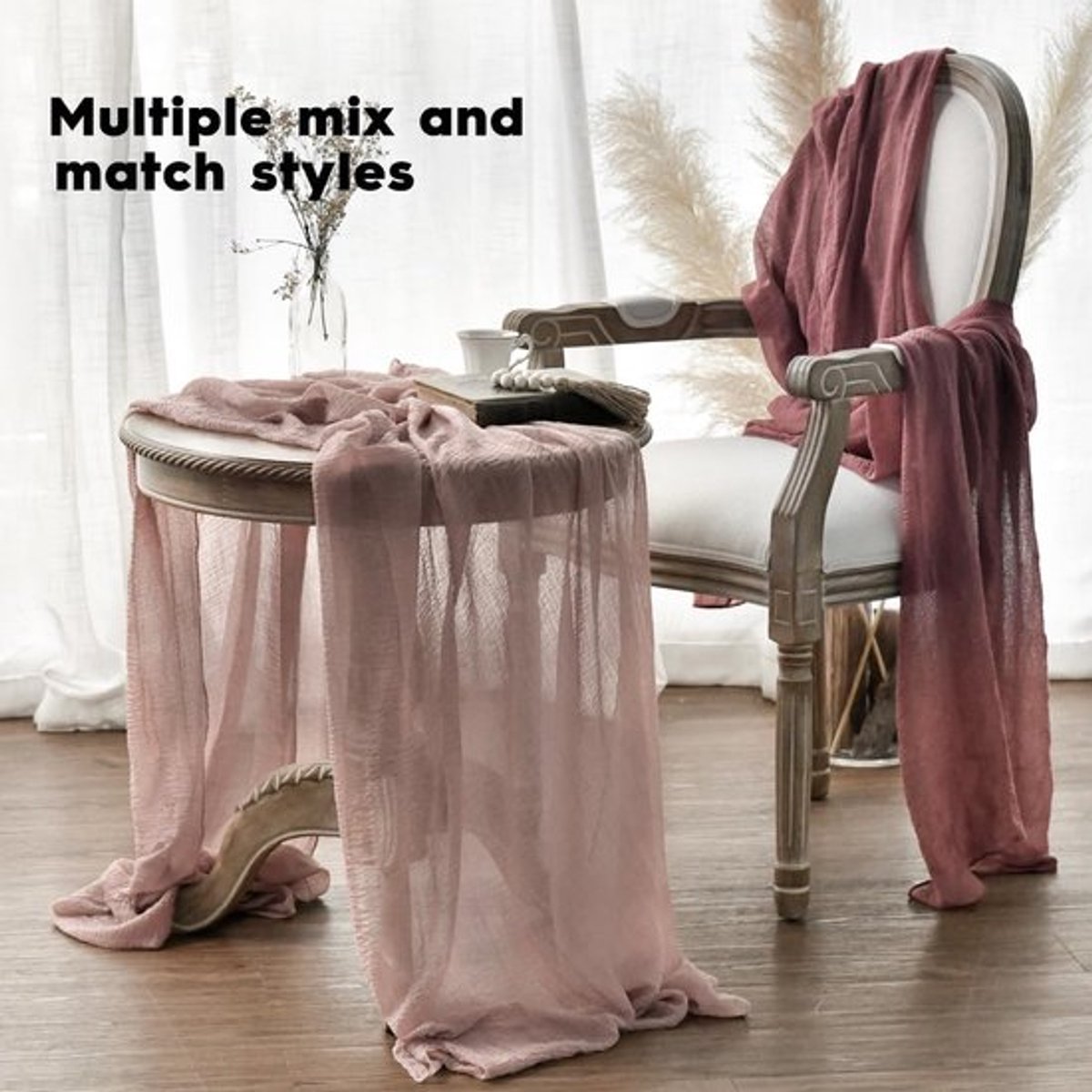 Boho poederroze tafelloper Allecto Keukendecoratie