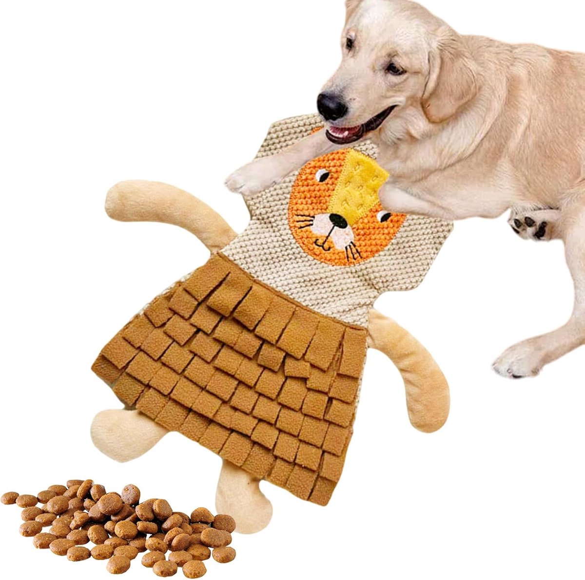 Snuffelmat Hond - Voedermat Verrijking - Langzaam Voeren - Interactieve Bezighouding - 30 x 31 cm - Leeuw