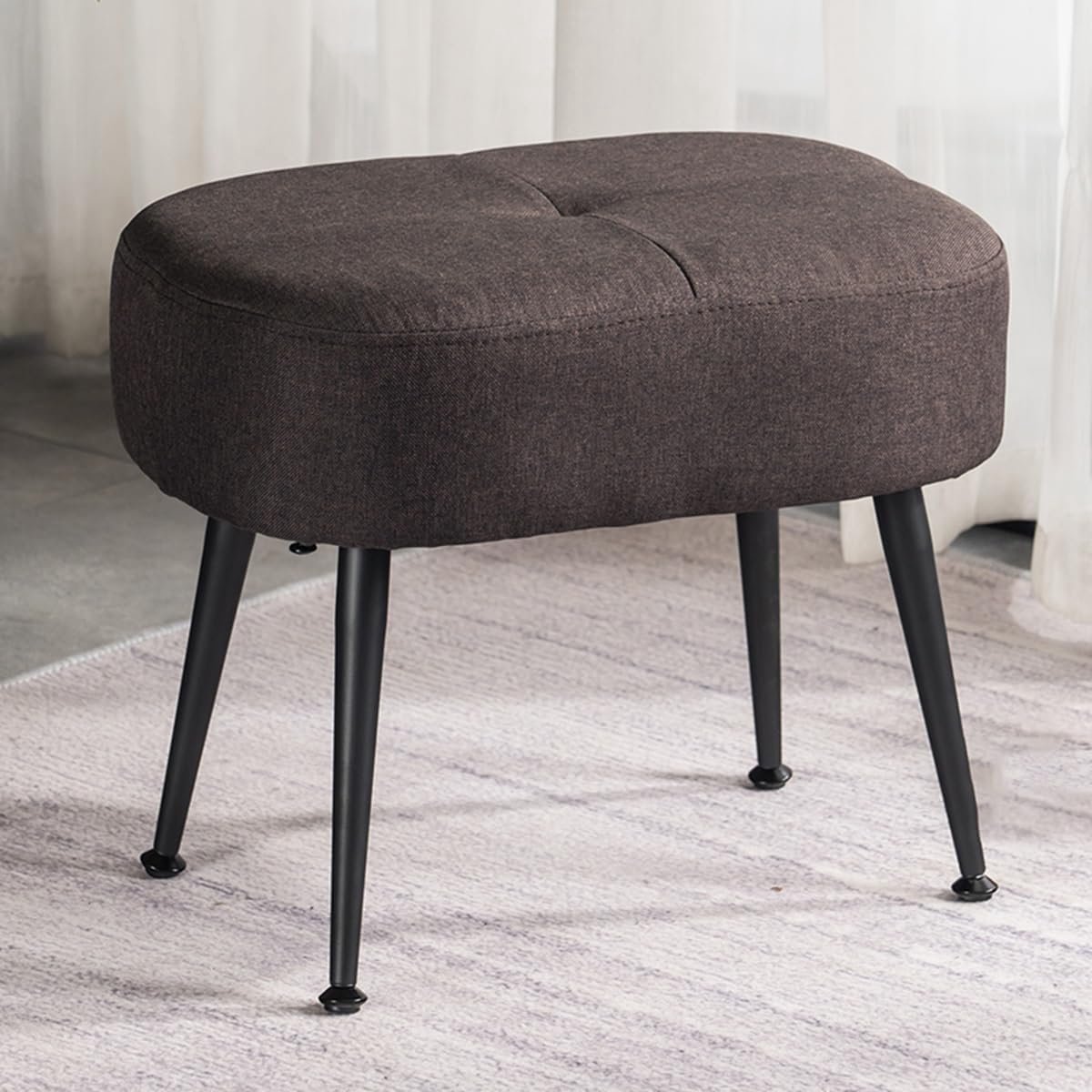 Ottomaanse Voetenbank - Poef Zetel - Voeten Rusten - Metalen Poten - 45 x 30 x 36 cm - Bruin