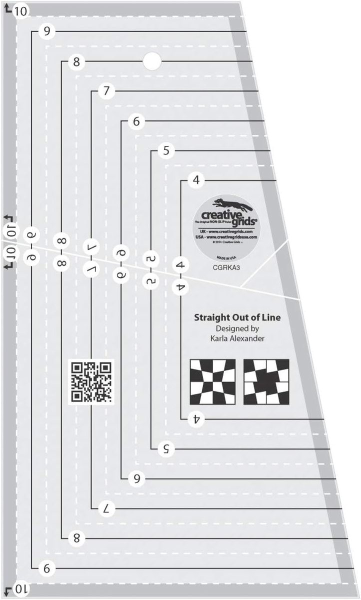 Patroon Liniaal - Quilt Liniaal - Patronen Maken - Illusie van Bochten - 15cm X 25cm - Wit Zwart