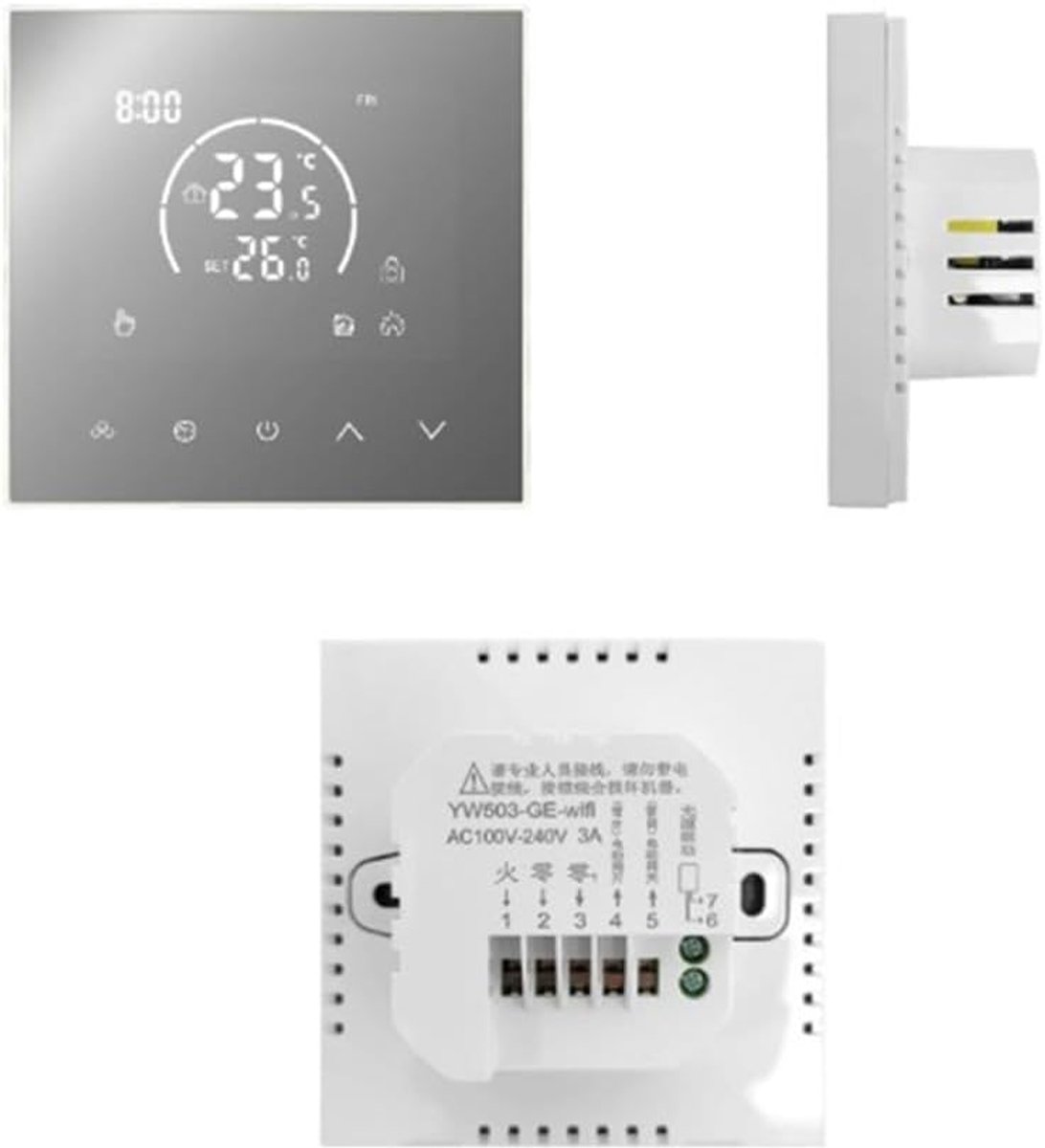 Slimme Thermostaat - Programmeerbare Thermostaat - Comfort Verwarmen - Kinderslot Functie - 86 x 86 mm - Wit