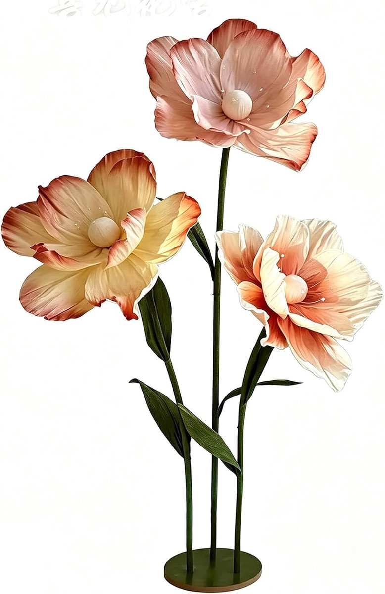 Kunstbloemen Klaprozen - Papieren Decoratie - Feestelijke Aankleding - Gigantische Formaat - 3 Stuks - Rood