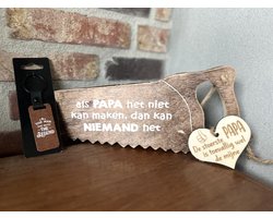 Creaties van Hier - Cadeaupakket papa - vader - inclusief houten hartje papa - zaag mijn papa + sleutelhanger The man/ vaderdag geschenk / vaderdag cadeautjes / verjaardag / opa / papa