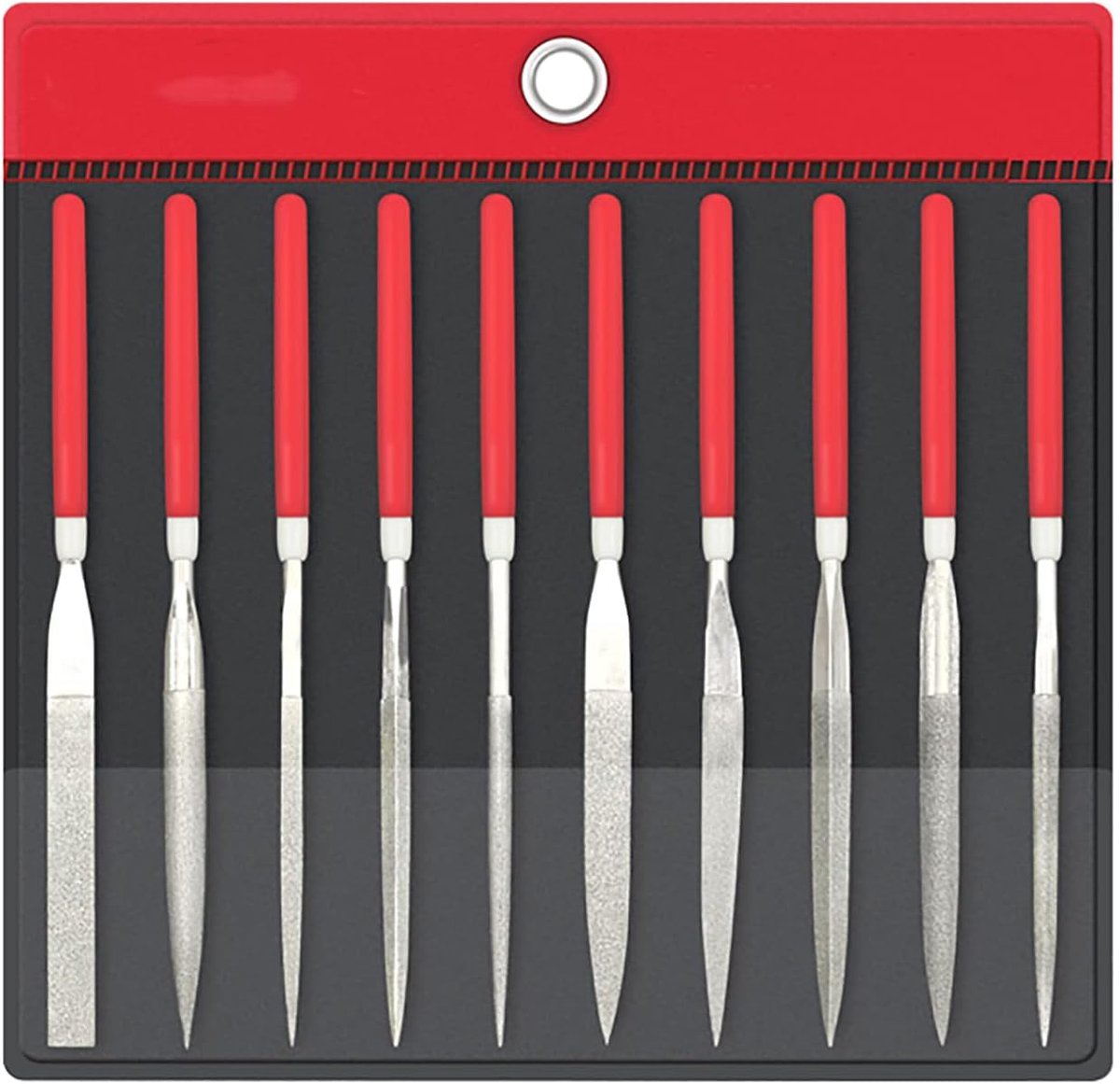 Handgereedschapsets - Mini naaldvijlen - Metaal slijpen - Ergonomische grip - 10 stuks - Grijs