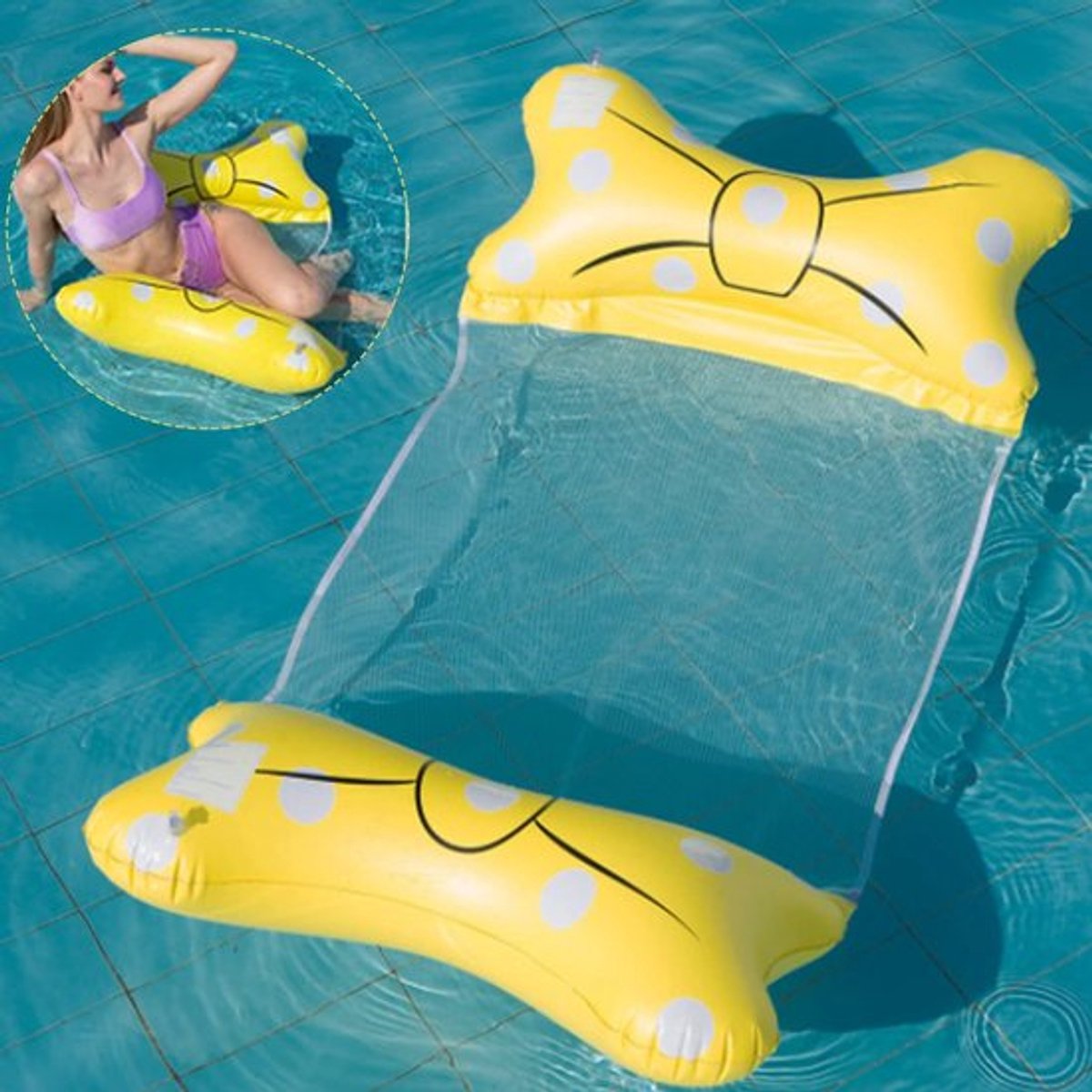 Solidchoice - Dailygoody - Opblaasbaar zwembad - Waterhangmat - 4-in-1 loungestoel
