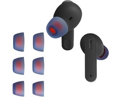 kwmobile 6x cover voor in-ear oortjes geschikt voor JBL Tune 230 NC TWS / T230NC - Vervangende oordopjes van siliconen in blauw - 3 maten