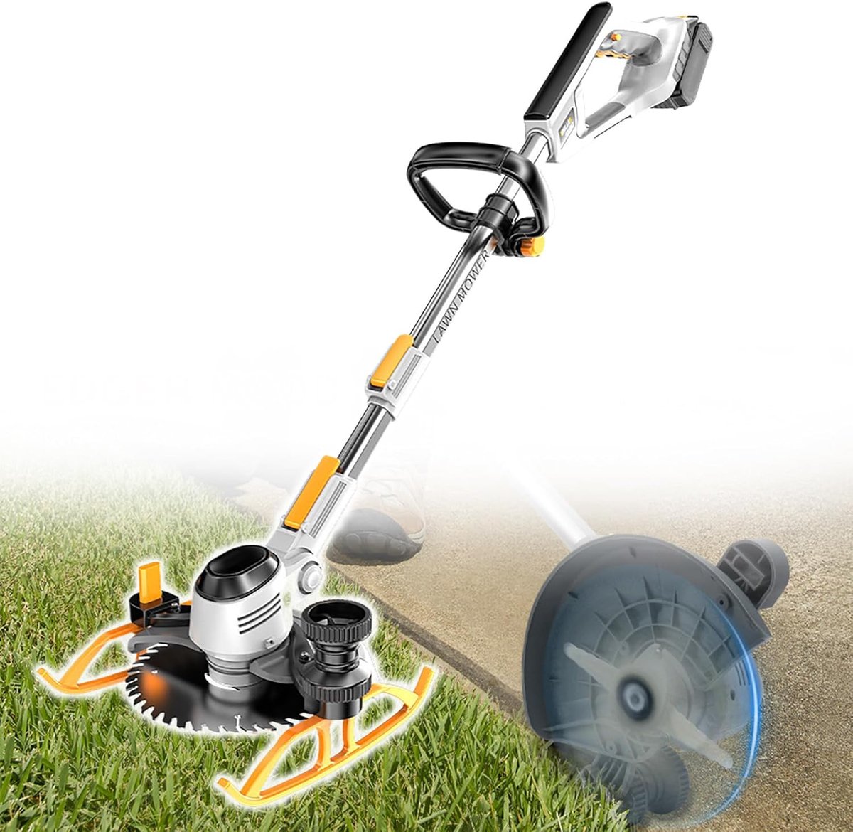 Elektrische Grasmaaier - Draadloos Trimmer - Tuin Onderhoud - Verstelbare Steel - 16 cm Snijdiameter - Zwart