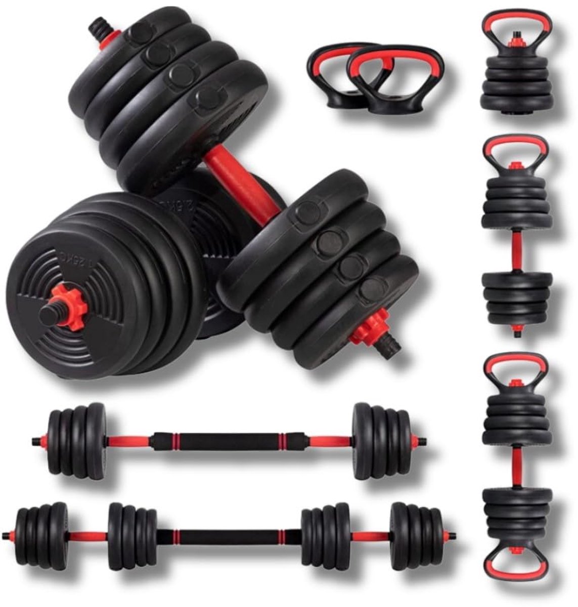 SnelShoppen - Verstelbare Halterset 6-In-1 Kettlebell Push-Up Stand - Halterstang van 10-40 Kg - Ideaal voor Thuis Fitness, Full-Body Workout, Krachtt