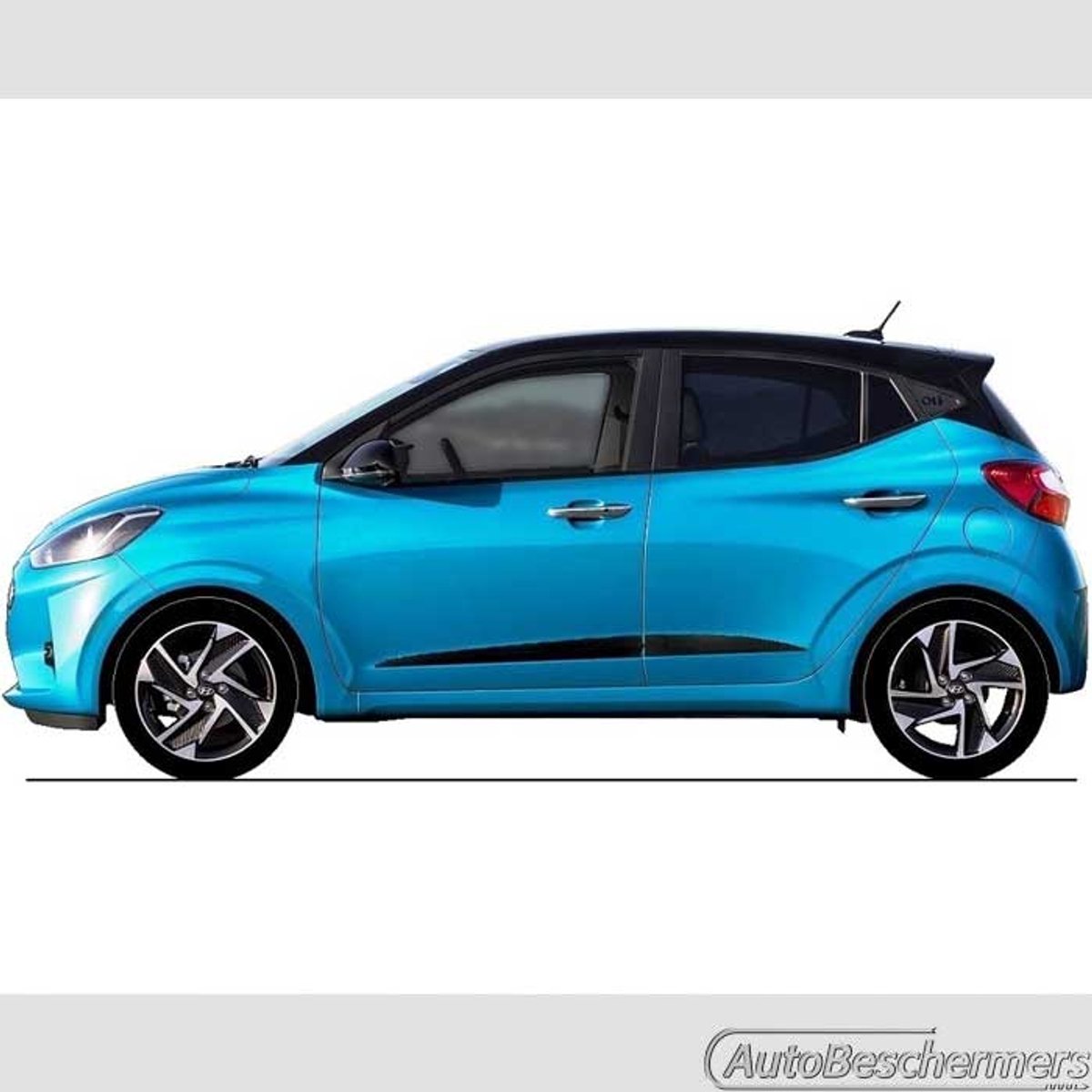 Stootlijsten set zwart voor Hyundai i10 5-deurs 01.2020-. De stootstrips zijn zelfklevend. Set a 4 stuks (#0066)