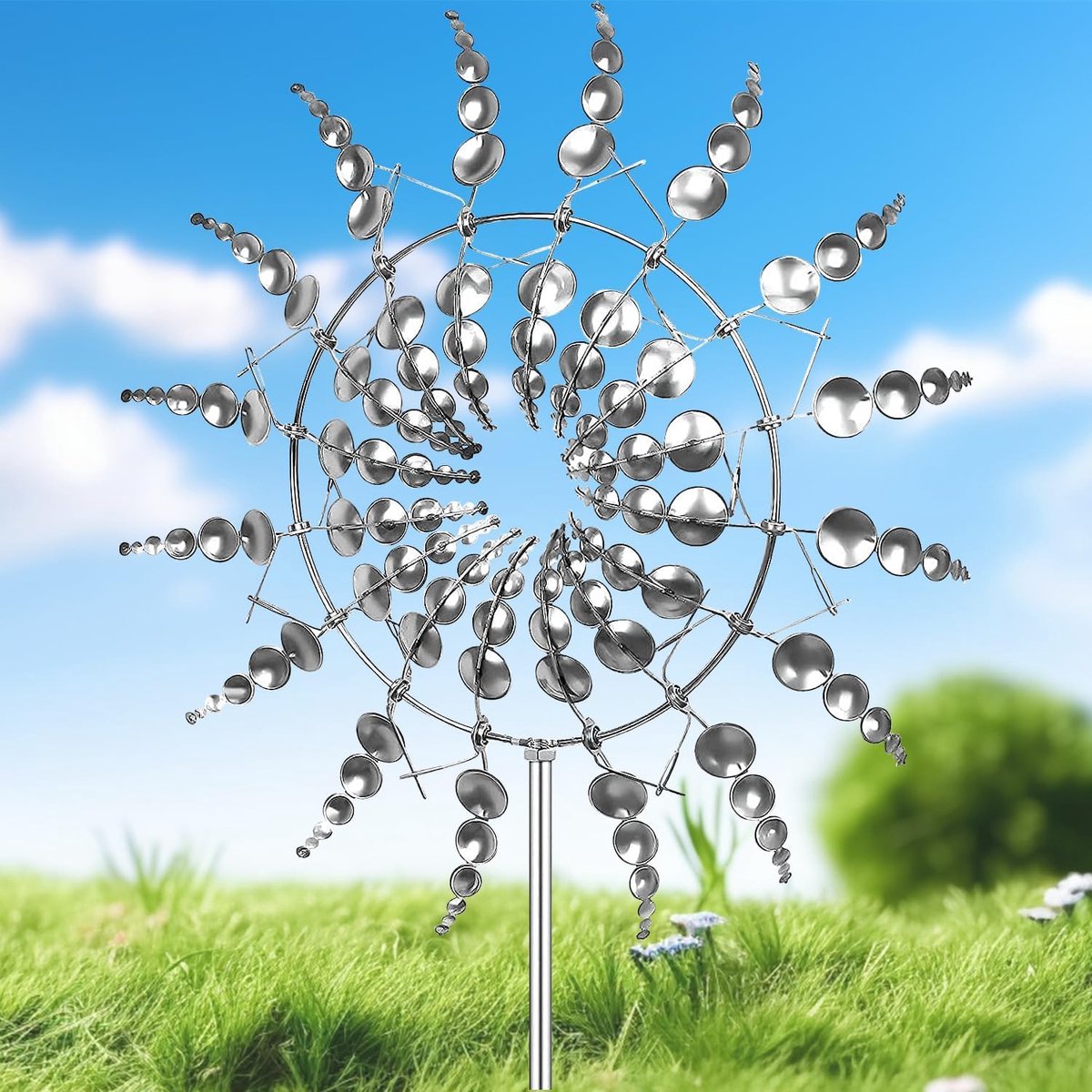 SnelShoppen - Unieke en Magische Metalen Windmolen, Decoratieve Tuinaccessoire voor Feesten, Camping en Kinderen, 01 L, Kleurrijk en Betoverend