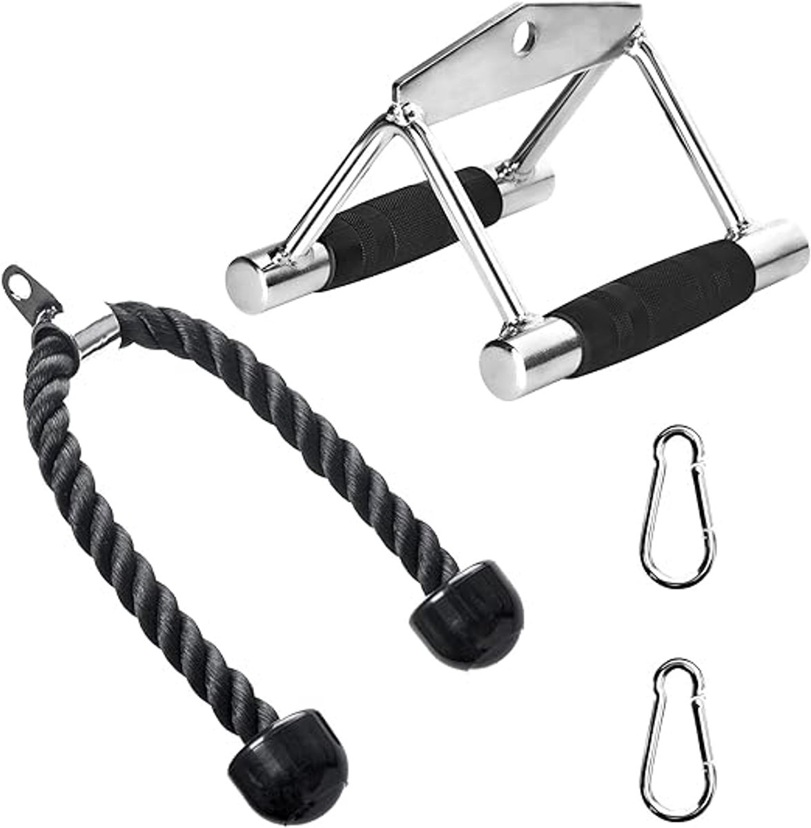 Kabeltrekgreep & Tricepstouw Set - Fitness Kabelaccessoires Voor Krachttraining - Kabeltrekstang Voor Triceps, Armen, Schouders En Bodybuilding - Geschikt Voor Thuisgym En Sportschool