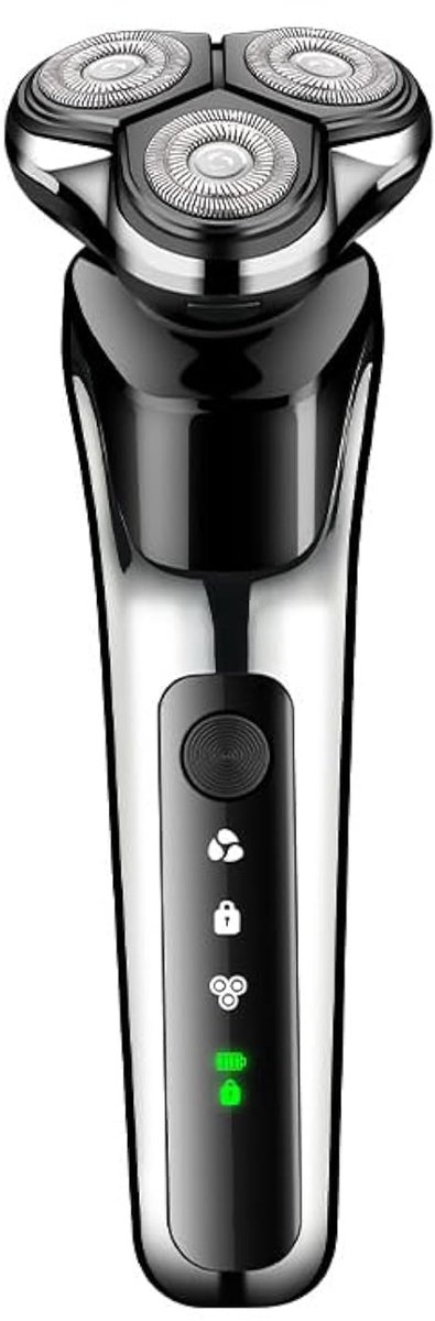 Scheerapparaat voor heren - 3-in-1 multifunctioneel scheerapparaat - 4D zwevende kop - Nat en droog gebruik - USB-oplaadbaar - Baardtrimmer - Inclusief scheerapparaat + neushaartrimmer + bakkebaardtrimmer + klein borsteltje + oplaadkabel - Zwart