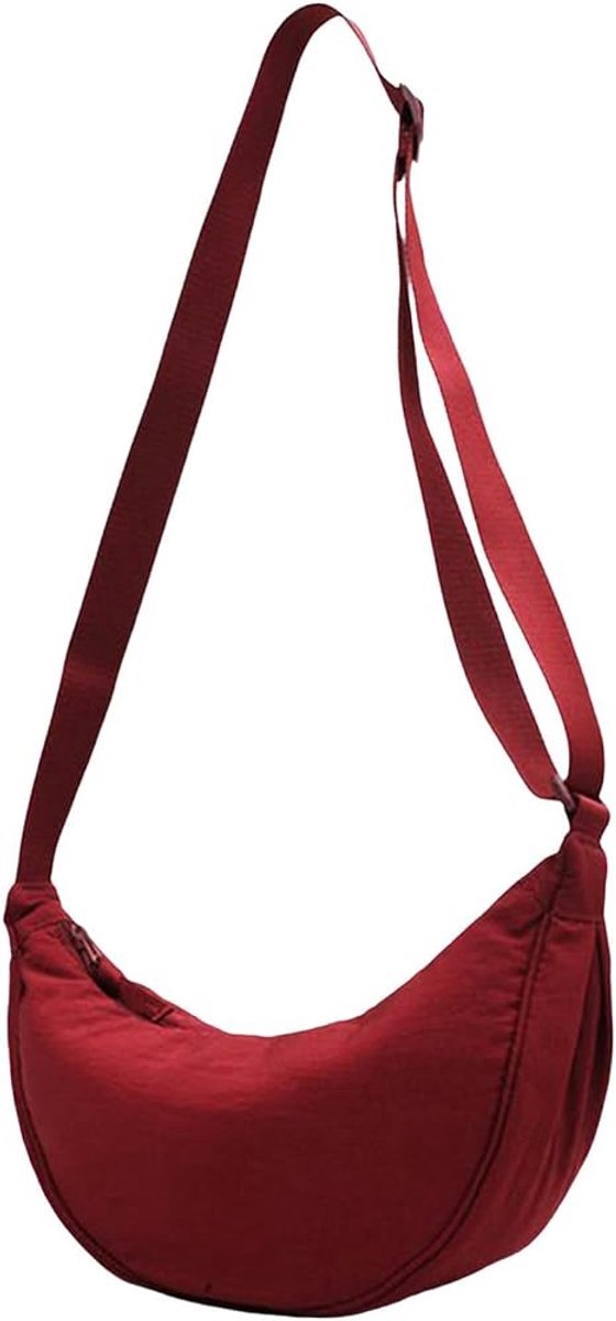 Dames Halve Maan Nylon Crossbody Tas – Verstelbare Band, Lichtgewicht Hobo Schoudertas – Casual Zachte Halve Maan Crossbody Tas, Geschikt voor Dagelijks Winkelen en Reizen