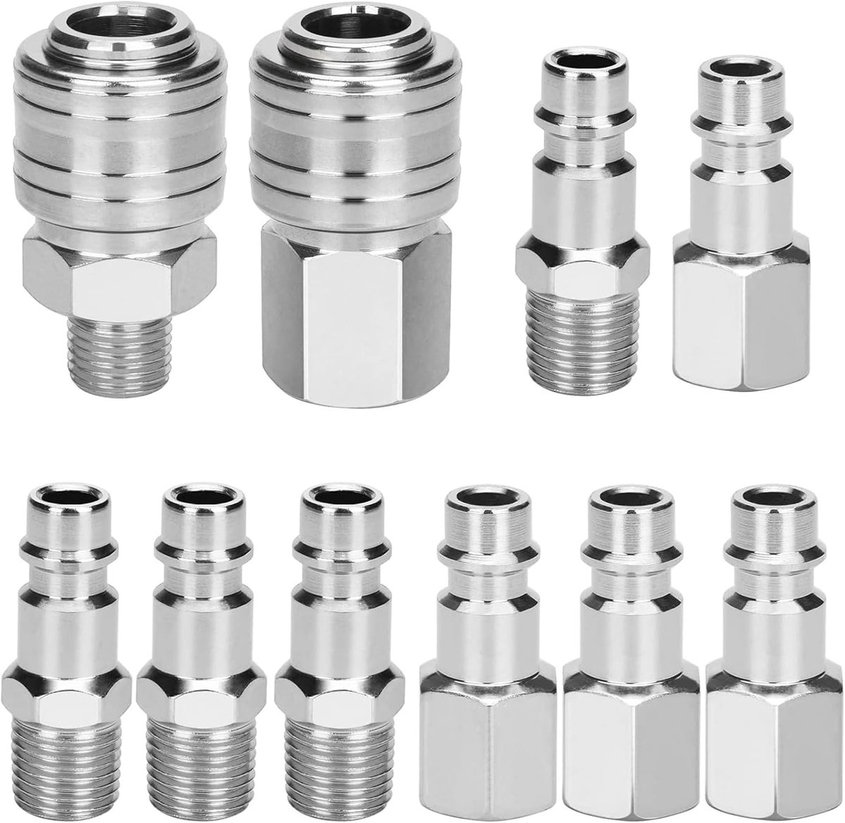 SnelShoppen - Compressed Air Quick Coupling Set 1/4 inch BSP Euro, 10-delige Set voor Hoses, Fittings, Compressor - Ideaal voor Werkplaats en Tuin