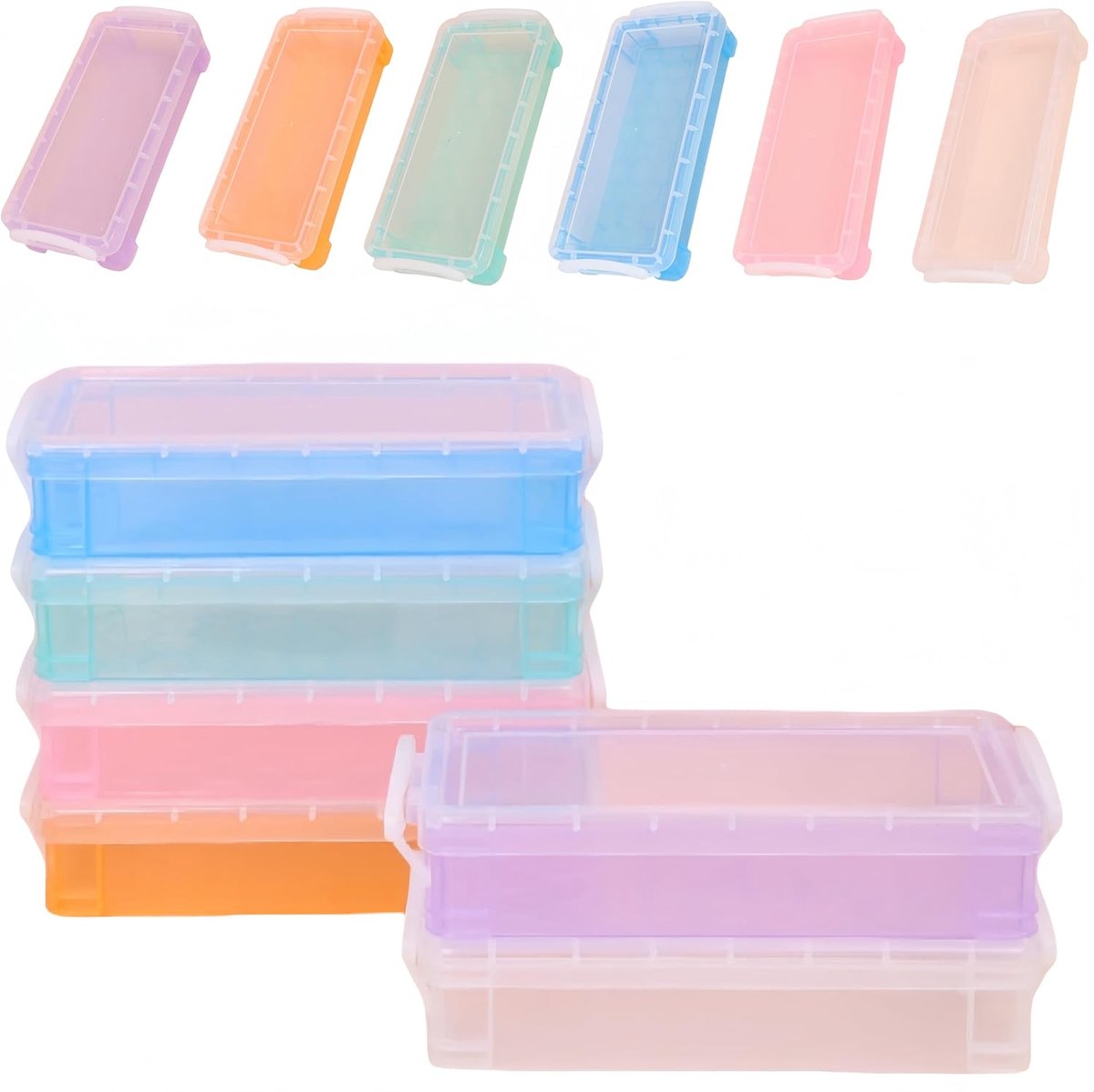 SnelShoppen - 6-Kleur Pen Box met Deksel - 6 Stuks Pennen Verpakking Box Pennen Organizer Bureau Organizer Pennen Opslag Markers Organizer Kantoor Ben