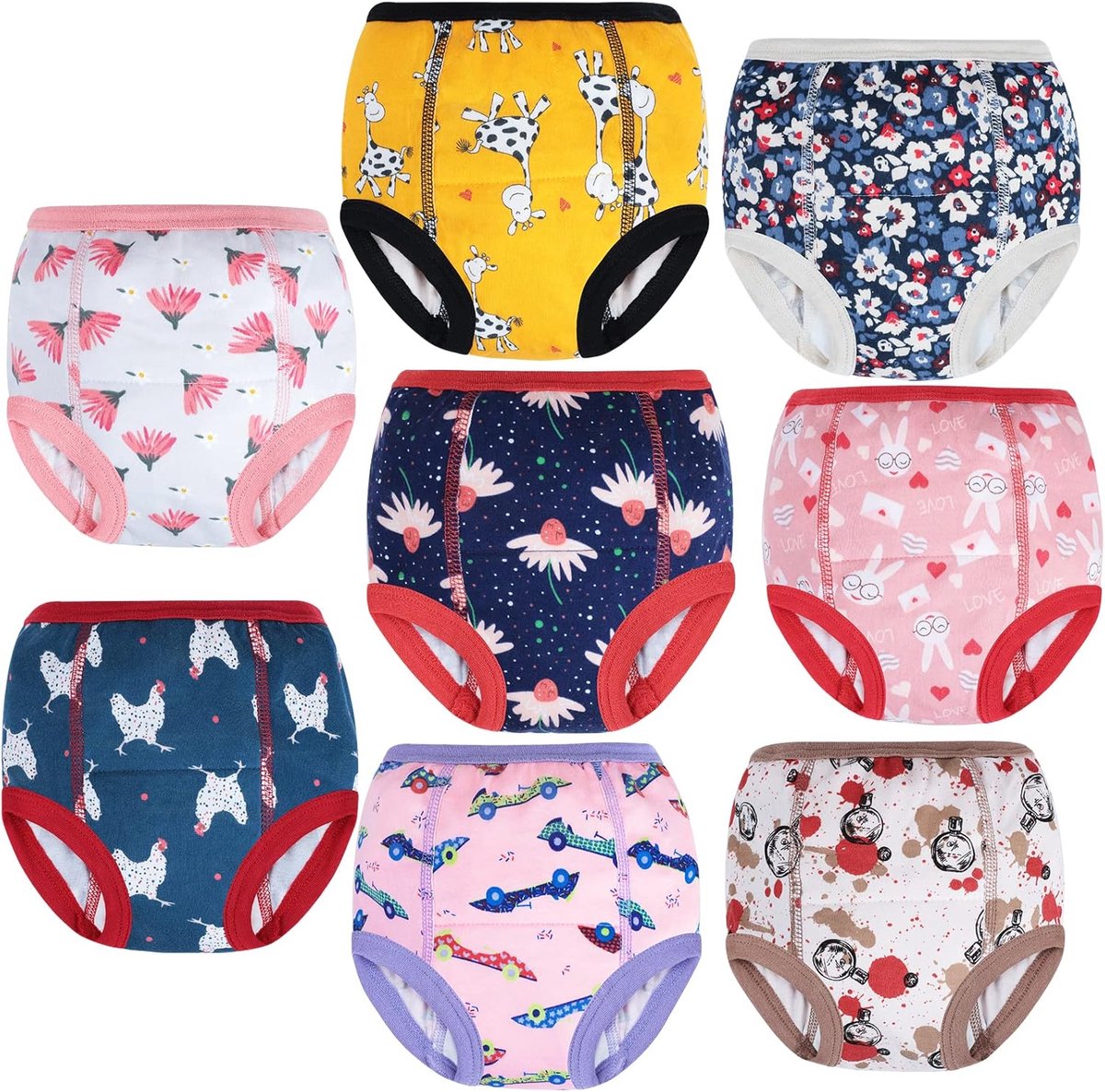 SnelShoppen - Potty Training Pants voor Kinderen - 4 Stuks, Wasbare Luier Onderbroek, 100% Katoen, Comfortabel en Ademend, Wit, 5 Jaar