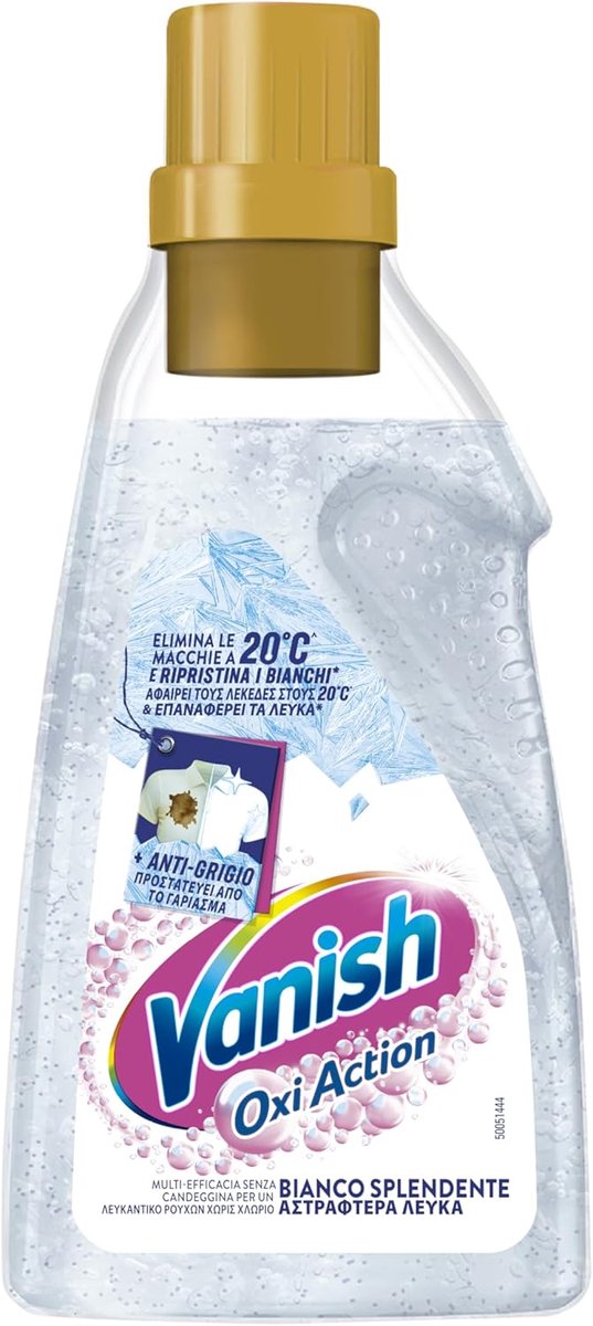 SnelShoppen - Vanish Oxi Action Multipower Gel Radiant White, Stain Remover voor Witte Wax, 750 ml, Wasmachine Additief, Geen Bleekmiddel, Vlekverwijd