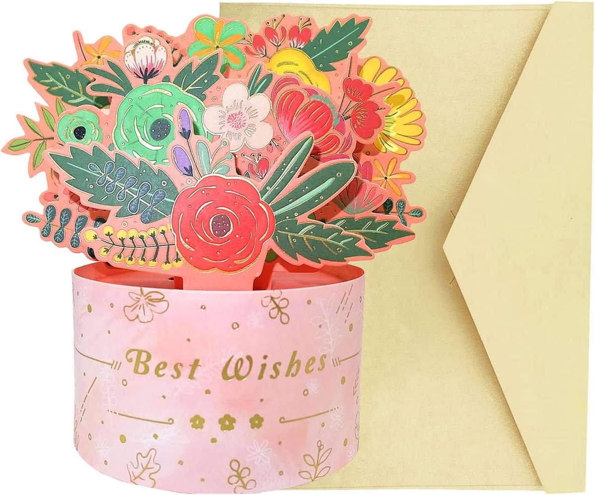 Unieke 3D Pop-Up Wenskaart met Bloemen, Perfect voor Verjaardag, Valentijnsdag en Bruiloft