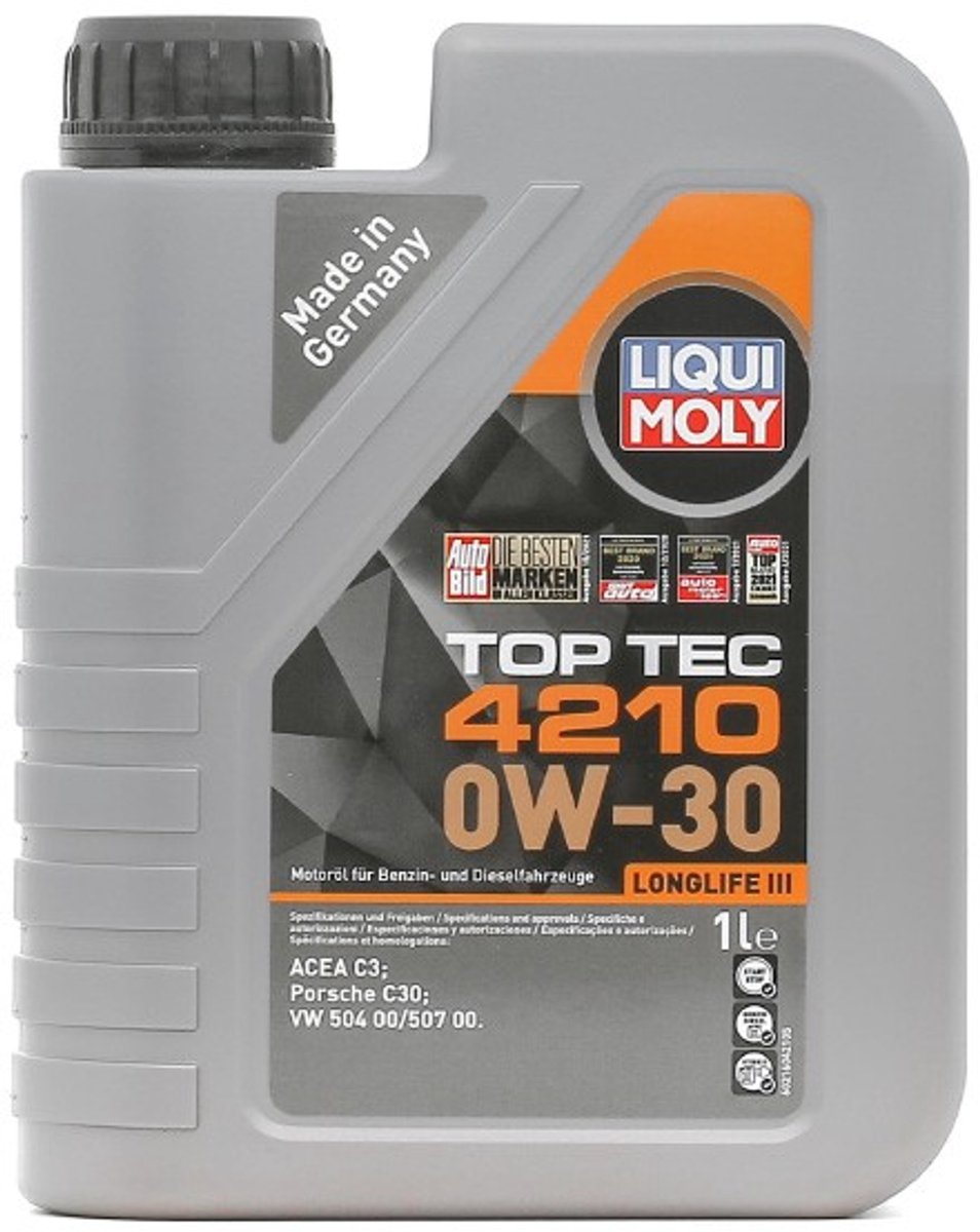 LIQUI MOLY 1L Liqui Moly 21604 Top Tec 4210 0W-30 Motorolie ACEA C3, BMW Longlife-04, MB-Freigabe 229.51/229.52, Porsche C30, VW 504 00/507 00 (21604)