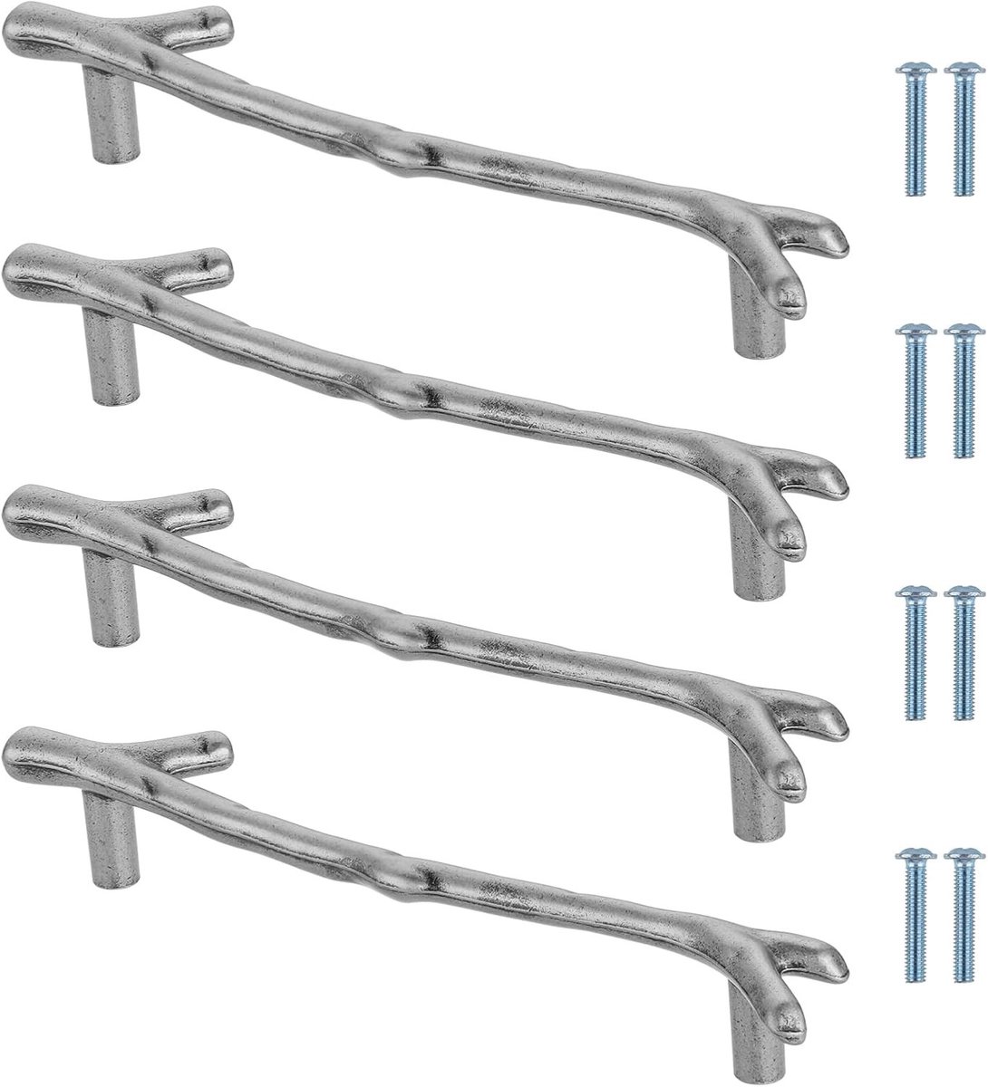 Set van 4 takvormige keukenhandgrepen, 128 mm gatafstand, roestvrijstalen handgrepen met 8 schroeven voor optimale grip en stijl