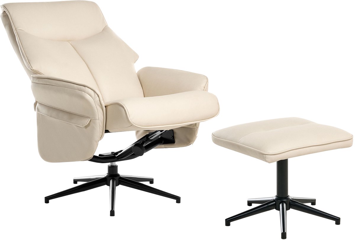 ERATO - Relaxfauteuil met voetenbank - Beige - Polyester