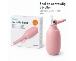 MYLS Peri Bottle 400 ml – Draagbaar Bidet / Bidet Handdouche – Postpartum, Zwangerschap & Reizen – Inclusief Reiszakje – ROZE