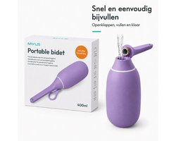MYLS Peri Bottle 400 ml – Draagbaar Bidet / Bidet Handdouche – Postpartum, Zwangerschap & Reizen – Inclusief Reiszakje – PAARS