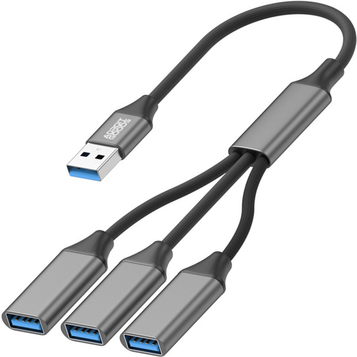 AdroitGoods USB-A naar 3x USB-A feamel Hub Adapter OTG Splitter Multi USB Extender voor Laptop Smartphone Tablet Toetsenbord Muis Data Overdracht Opladen - Grijs