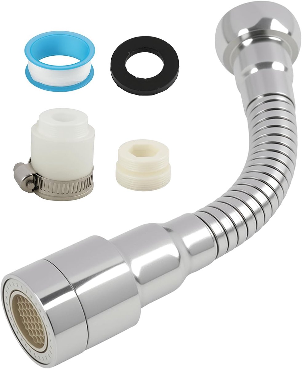 Kraanverlenging Flexibel - Draaibare Opzetstuk - Keuken Gemak - 360 Graden Rotatie - 14 cm - Zilver