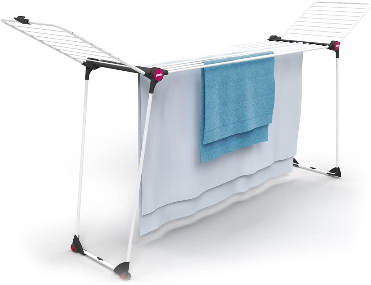 SnelShoppen - Opvouwbaar Wasrek Uittrekbaar met Wieltjes 1,8 m - Ruimtebesparend Staal Polypropyleen - Ideaal voor Binnen Buiten - 180 x 88 x 56 cm