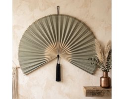 StudioBoho | Éventail en bambou ⌀120cm | Décoration d'intérieur bohème | Décoration murale Japandi | Éventail style Bali Ibiza | Décoration en rotin / jonc de mer | Éventail mural