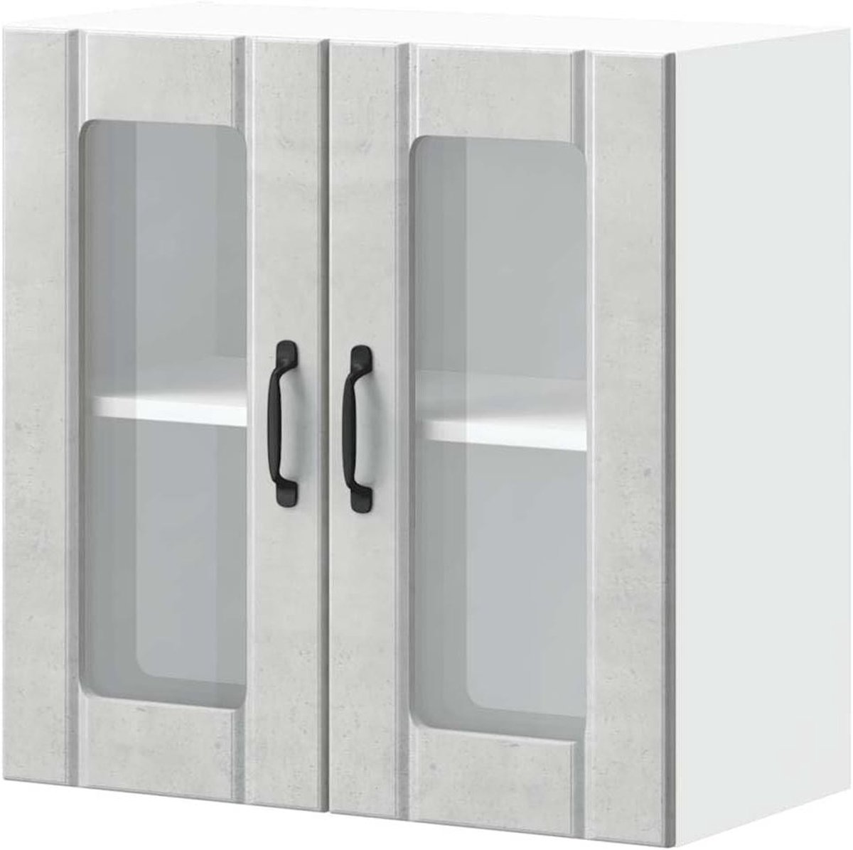 Keuken wandkast - Opbergkast keuken - Keuken organiseren - Glazen deur - 60 x 31 x 60 cm - Betongrijs