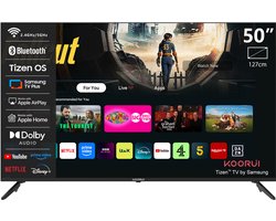 Koorui Smart TV - Tizen OS - QLED 4K Ultra HD - 50 inch/127 cm - Voice Controle - Streaming apps – AirPlay – Controle Mode - HDMI x3, USB x2, CI+ - Tripple Tuner DVB-T/T2/S/S2/C - Frameless Design - Geassembleerd in Nederland - K50Q1UQ-T8