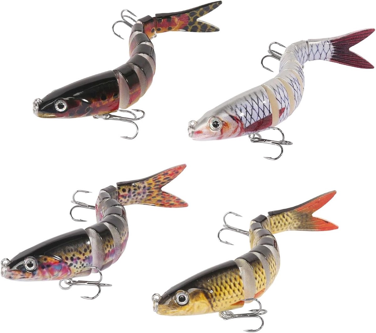 SnelShoppen - 4 Stuks Visaas Snoekaas Kunstaas Wobbler Set voor Snoek Baars Snoekbaars - Meerkleurig Hoogwaardig ABS Visaas met Drijfvermogen