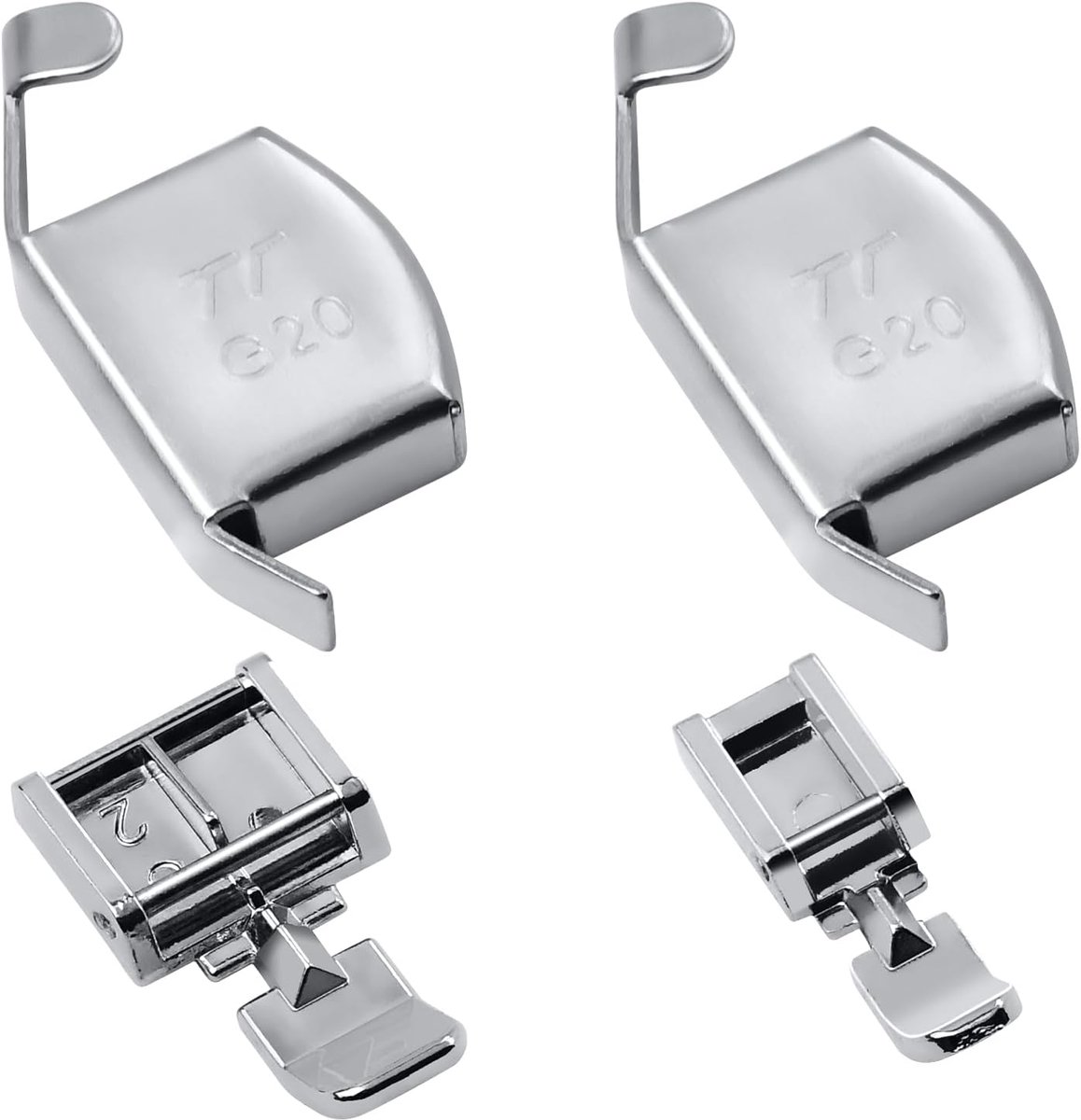 SnelShoppen - 2 Stuks Magnetische Naadgeleider met 2 Stuks Multifunctionele Persvoet voor Naaimachine, Universeel, Duurzaam, RVS, Compatibel met de me