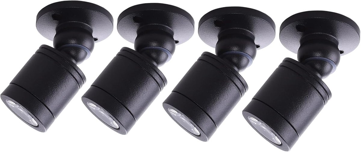 SnelShoppen - 4x YODAVE Mini LED Spotlights 3W Rotatable Warm White Aluminium voor Plafond, Meubels, Vitrinekasten, Zwart