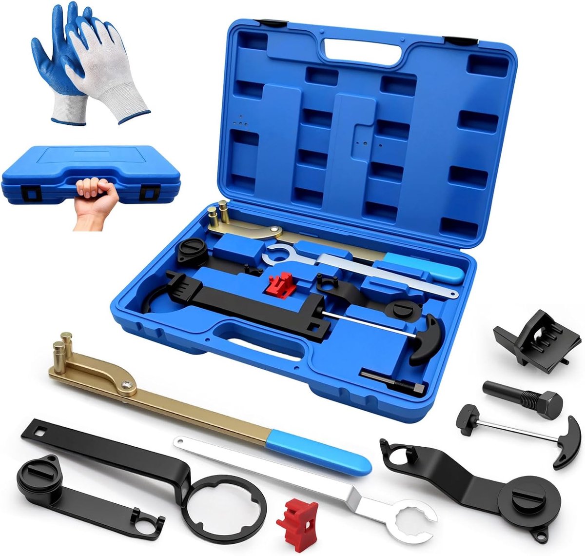 SnelShoppen - 9-Delige Distributieriem Gereedschapset voor EA211 Motoren 1.0 1.2 1.4 1.5 1.6L TSI TFSI FSI, Nokkenas en Krukas Fixeer Toolset, Profess