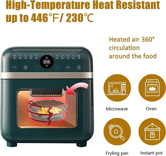 Herbruikbare Siliconen Air Fryer Liners - 2 Stuks, 7.9 Inch, Vervangbare Bakpan, Ideaal voor Gezond Koken en Bakken zonder Plakken — afbeelding 4
