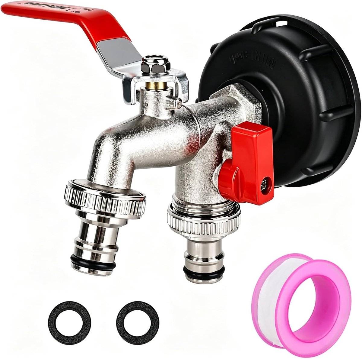SnelShoppen - IBC 1000 L Water Tap Tank Tap 1/2 Inch met Spout Extension S60 x 6 Coarse Thread - Kwaliteitsmateriaal, Corrosiebestendig, Ideaal voor T