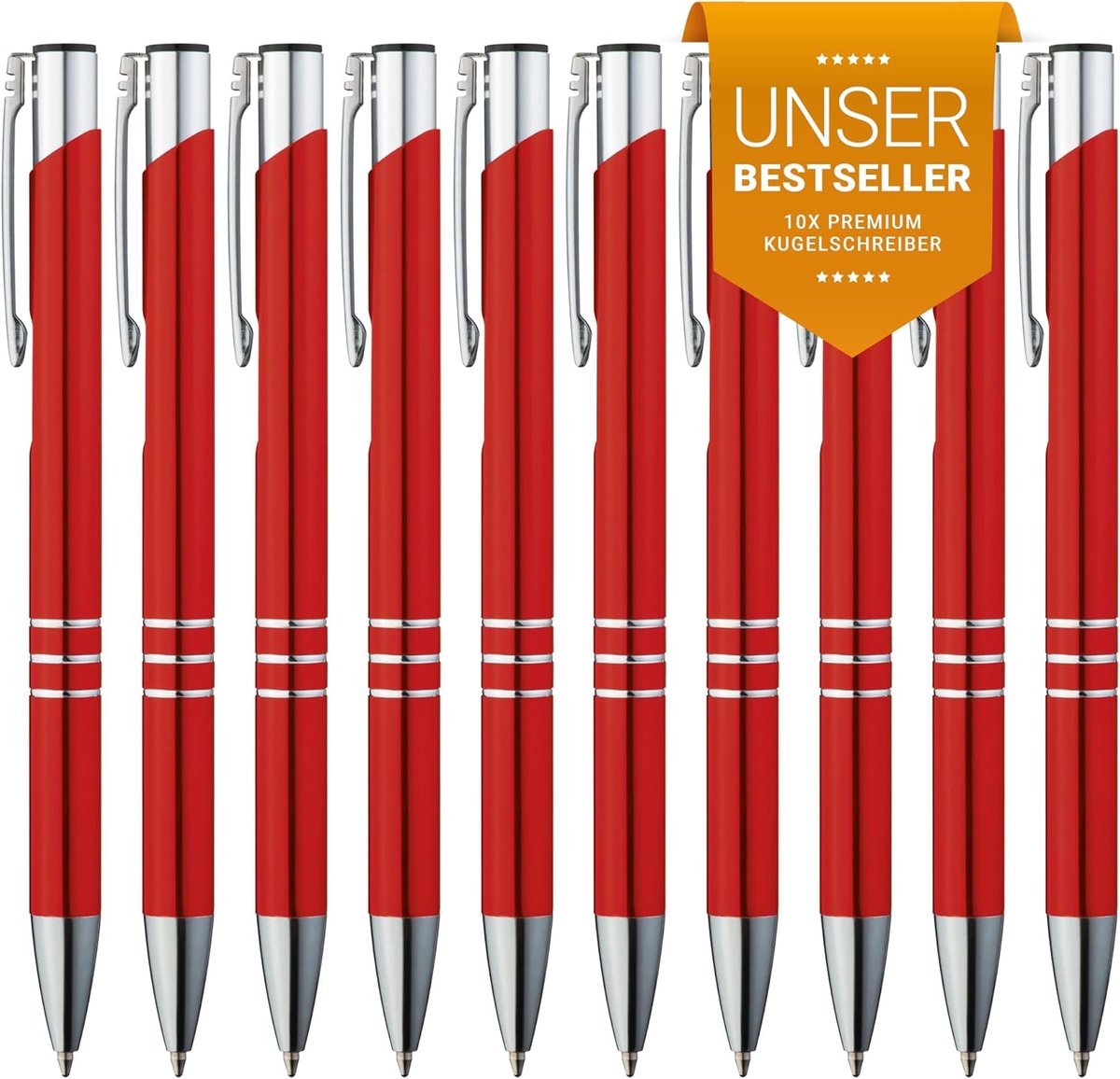 SnelShoppen - Premium Metal Balpen Set - 10 Stuks - Ergonomische Blauw en Rood Schrijfpennen - Perfect voor Kantoor, School en Creatieve Projecten