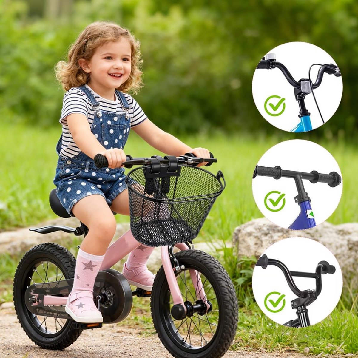 SnelShoppen - Fietsmand voor Kinderen, Waterdichte Metalen Fietsmand voor Meisjes en Jongens, Afneembaar met Klittenbandsluitingen, Ideaal voor Fietsa