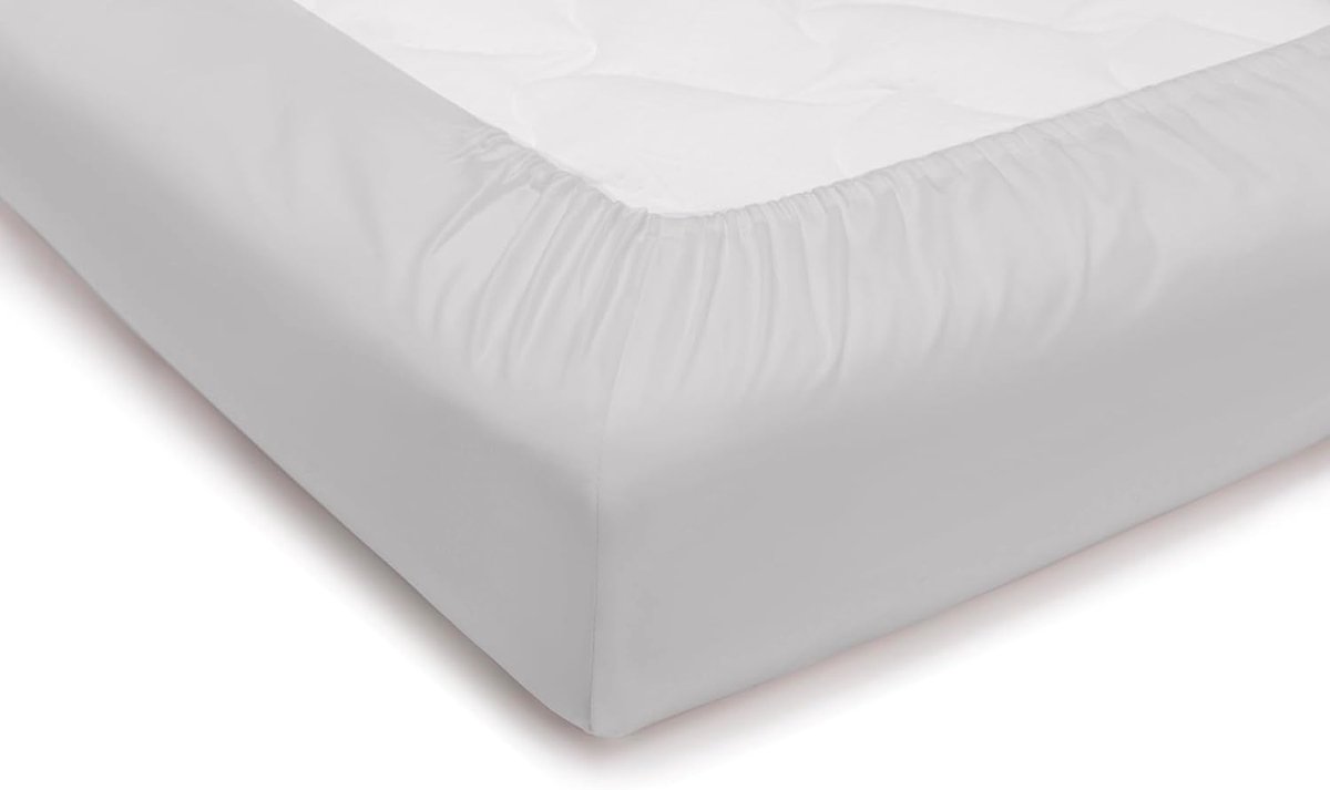 SnelShoppen - Fitted Sheet Eenpersoonsbed 90 x 200 cm, Katoen, Wit, 25 cm Hoekhoogte, Perfect voor Thuis en Logeerpartijen