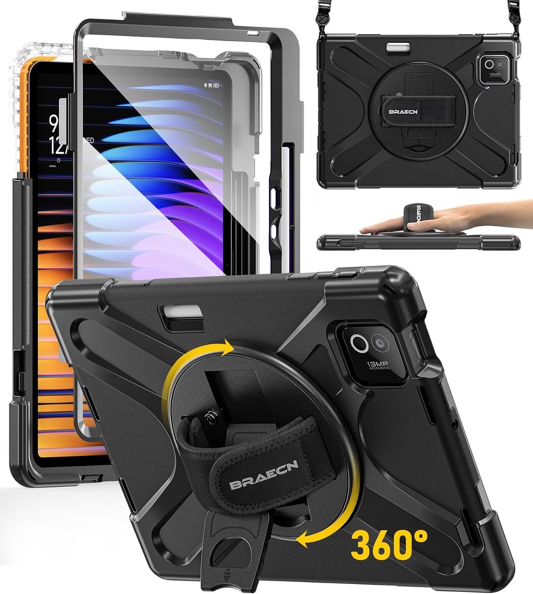 SnelShoppen - Tablet Hoes voor 11.2 inch Xiaomi Pad 7/7 Pro/8/8 Pro/Poco Pad X1 - Rugged Full Body Bescherming met Ingebouwde Screen Protector, Pencil