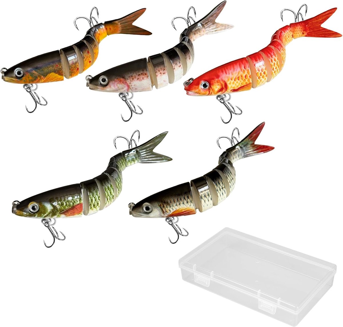 SnelShoppen - 5 Pcs Wobbler Lures Rubber Fishing Bait Set voor Zoet- en Zoutwatervissen, Realistisch Zwemgedrag, Ideale Visspullen voor Mannen