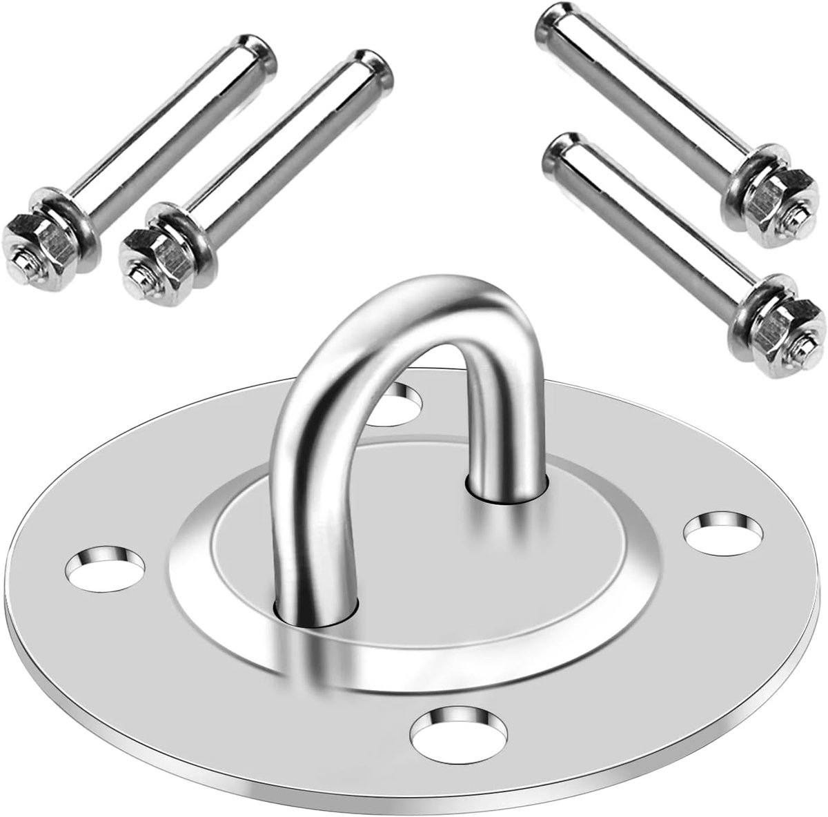 SnelShoppen - 360° Ceiling Hook, Heavy Load Stainless Steel, 500 kg Draagvermogen, Rotatie en Swing Haak voor Houten Balken, Schommels, Zakhangers, Ha